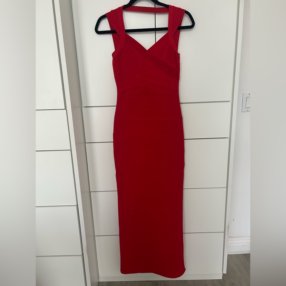 Herve Leger Red Midi Dress